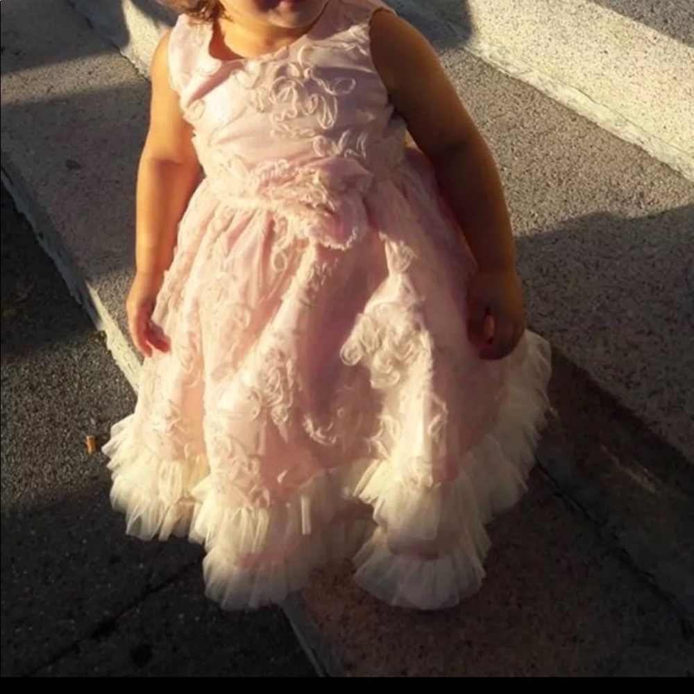 Pale Pink And Ivory Lace Toddler Dress